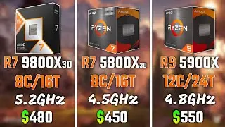 RYZEN 7 9800X3D vs RYZEN 7 5800X3D vs RYZEN 9 5900X | Test in 6 Games