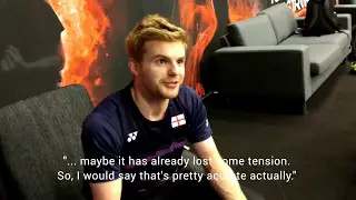 Badminton professional Marcus Ellis testing the stringster app