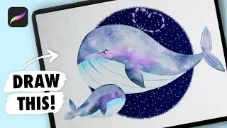 Procreate Drawing Tutorial - Watercolor Whales for Mother's Day | Digital Art Tutorial