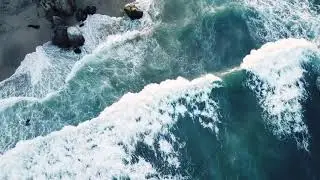 Waves Crashing on Rock Beach
