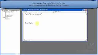 Create a Static Array Variable in VBA and Macros in Excel