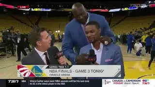 Shaq Surprises Chris Bosh with Kiss on Live TV