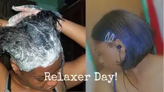 Relaxer Day! How I relaxed my hair at home| Relaxed Hair