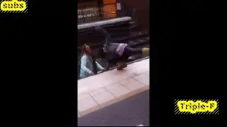 Girls fight both fall on train track