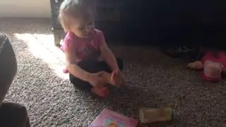 Funny baby licks foot then makes 