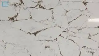 Prefab Polished Sparkle Calacatta Artificial Engineered Quartz Stone Slabs GQ-T426