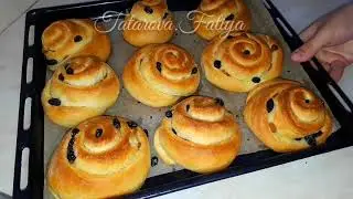 Raisin buns. Soft as fluff! Quick, delicious, and easy.