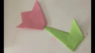 Origami lale yapımı , elişi kağıdı katlama etkinliği , elişi kağıdından lale, anasınıfı etkinliği