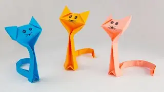 ОРИГАМИ КОТИК из бумаги |  Кошка оригами | How to make a paper Cat | Cat origami