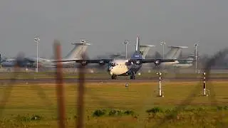 An-12 crosswind landing and taxiing to the apron in Minsk
