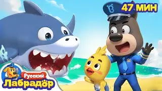 🦈Нападение большущей акулы! | 🚢Безопасность снаружи | 🔍Сборник мультиков для детей | Шериф Лабрадор