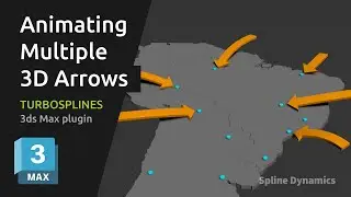Master the animation of multiple 3D arrows along splines in 3dsMax, with TurboSplines plugin