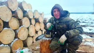 Вот и подходят к концу 35 кубов дров подготавливаемых в зиму. Каждое яблочко на счету