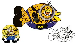 How to draw Mega Minion Jerry as a Fish Easy | Despicable me 4 #despicableme #minions #megaminion
