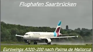 Eurowings A320-200 Takeoff from Saarbrücken Airport to Mallorca