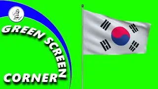 SOUTH KOREA FLAG Green Screen Corner Chrome Key Animation Continuous Endless Infinite Loop Video
