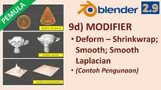 Tutorial Blender 2.9 Pemula 9d Modifier - Shrinkwrap, Smooth, Smooth Laplacian
