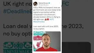Arthur Melo to Liverpool on a loan deal. #shorts #fabrizio #transfernews #liverpool