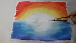 paisaje Marina con tempera