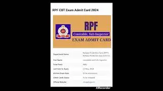 RPF CBT Exam Admit Card 2024 #RPF #ssc