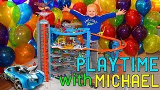 Dinosaurs & My Hot Wheels Super Ultimate Garage - Playtime With Michael