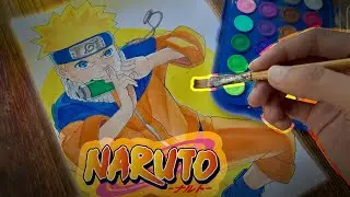 Drawing Naruto Uzumaki With Water Colours !