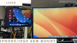 LISEN Tablet & Phone Stand for iPad, iPad, Samsung Galaxy - Desk Clamp with Metal Arms