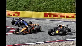 F1 Austrian GP. Russell wins after Verstappen & Norris collide while fighting for the lead.