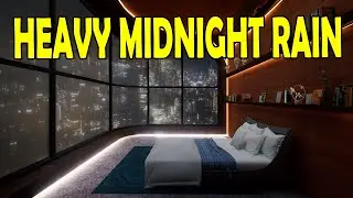 🎧 Heavy Midnight City Rain on Glass Window | Fall Asleep Fast with Intense Rain