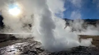 Sunrise at geyser del Tatio