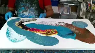 An AMAZING 24x36 Inches Coral Reef Metal Frame Painting