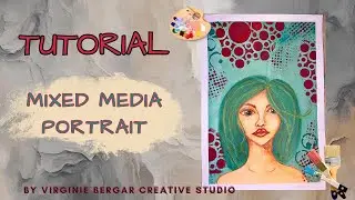 portrait mixed media PAINTING TUTORIAL ENG / FR #mixedmediaportrait