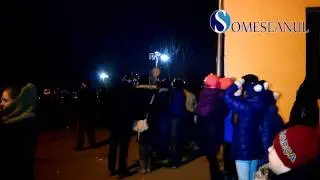 Foc de artificii în centrul municipiului Gherla la cumpăna dintre ani  2015