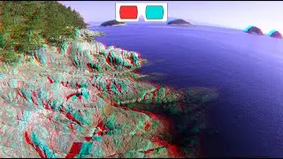 Drone 3D, 4K, 3D Aerial video with extended Interaxial Separation, ANAGLYPH, Red/Cyan, Seacoast.