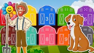 Aprenda números, cores e animais com celeiros coloridos | Vídeo educativo para crianças