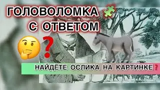 Головоломка с ответом - Найдите ослика на картинке? Тест на внимательность. Find on picture