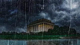 Fall Into Deep Sleep FAST! • (Deeply Relaxing) • Heavy Rainstorm & Thunder at Lincoln Memorial