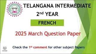 TS TG Inter 2nd Year French 2025 March previous Question Papers IPE Telangana intermediate