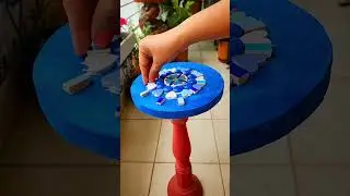 @artbyarmaya this Candle Stand transformation to a mosaic table is a Wow! #diy #art #plants