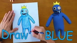 How to Draw BLUE from Rainbow Friends - EASY way for Beginners