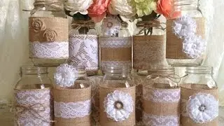 Burlap Mason Jars Wedding