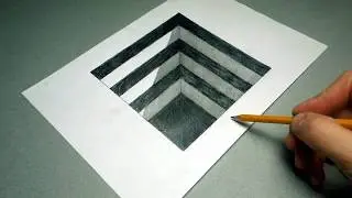3D drawing on paper A4. 3D Pit