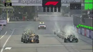 Mark Webber's scream in reaction to Hamilton locking up in turn 1 - Baku