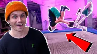 Свернул шею на батуте! БАТУТ Game of BIKE #10