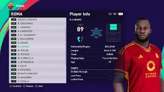PES 2021 - UPDATE OPTION FILE PES 2021 SEASON 2023 - ROMA SQUAD