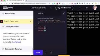 Javascript Functions on Codecademy Part 1