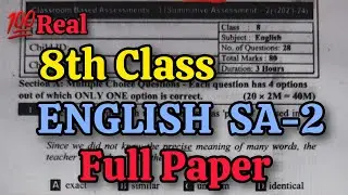 8th Class 💯SA-2 ENGLISH 💯Real Full Question Paper 2023-2024 | 8th 💯SA-2 ENGLISH Question Paper 