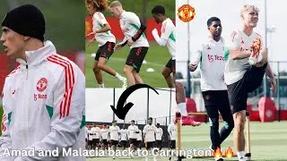 Man United training at Carrington today, Amad & Malacia BACK, United ready.