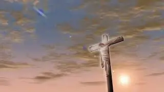 Jesus on the cross and light flare animation