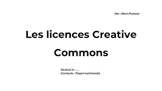 Les licences Creative Commons - power point presentation